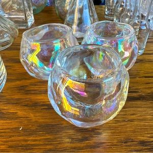 chunky iridescent tealight candle holders -  set of 3